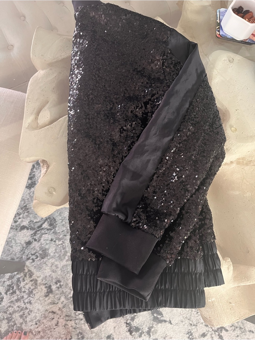 🖤VICTRIA SECRET Black Sequin Bomber Jacket S👀my other listings 🌟 - Picture 6 of 6